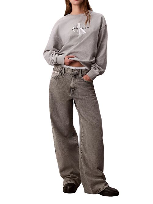 Felpa grigia in spugna di cotone Calvin Klein Jeans | LV047B234GP79